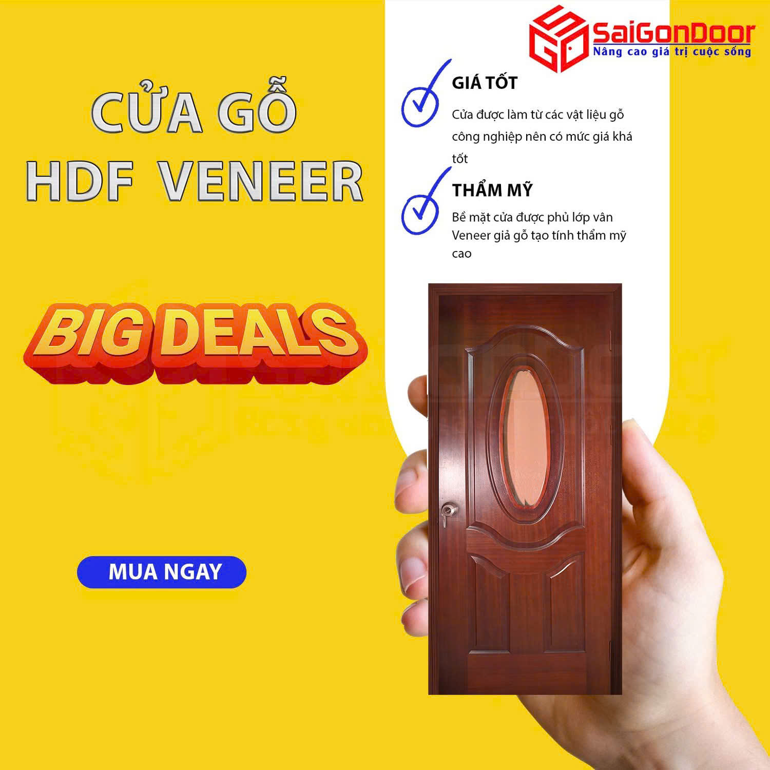 Cửa gỗ công nghiệp HDF Veneer: Sự kết hợp hoàn hảo giữa thẩm mỹ và kinh tế